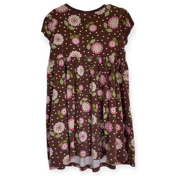 GYMBOREE 2012 Equestrian Club Flower Dot Bow Dress Brown Pink Girl's Size 7 - Picture 2 of 7